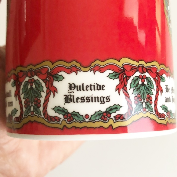 Halcyon Days "Christmas Wishes" English Fine Bone China Cup Holder Gold Rim - Picture 10 of 15